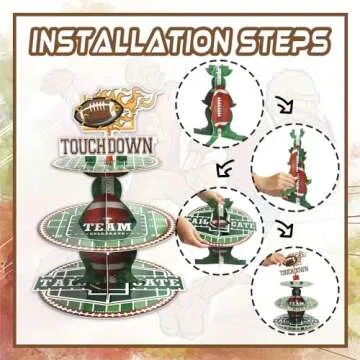 Estivaux 3-Tier Football Cupcake Stand for Dessert Table, Sports Rolls Ball Cupcake Tower Tray Green Brown Cardboard Cake Dessert Stand for 24 Cupcakes Sports Football Party Decorations