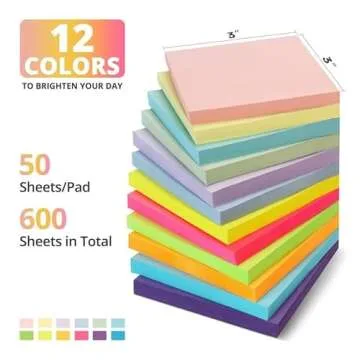Sticky Notes, 12 Pads, 3x3 inches, Soft Pastel Self-Stick Note Pads, Perfect for Office, Study, and Daily Life Organization - Soft Pastel