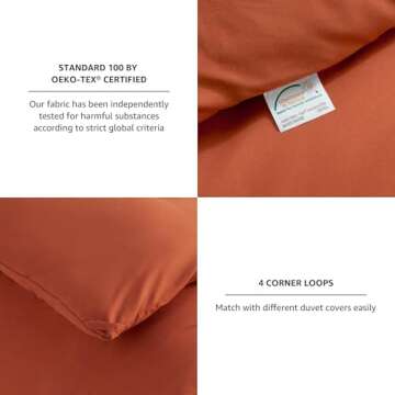 CozyLux Terracotta Comforter Set King Size, 3 Pieces Solid Burnt Orange Breathable Quilted Style Bedding Sets, Rust Luxury Fluffy Soft Microfiber Comforter for All Season(1 Comforter & 2 Pillowcases)