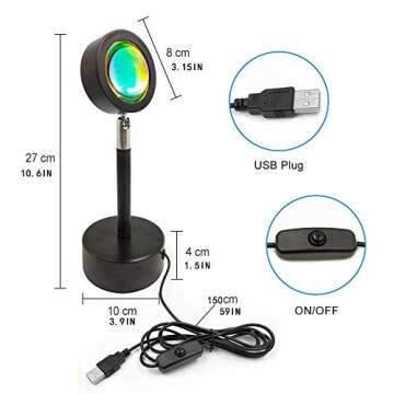 Sunset Projector Led Lamp, Romantic Projector Led Night Light for Kids Adults, Sunset Night Light for Living Room Bedroom, Wedding Birthday Party Decor. (Sunset Red)