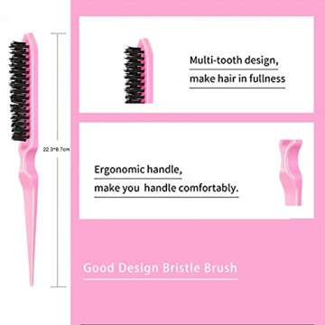 Goiple Hair Styling Brush Set, 12 Pieces Nylon Teasing Hair Brush Rat Tail Comb with Duckbill Clips,...