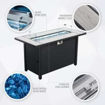 Stylish 45 Inch Fire Table 60000 BTU for Outdoor Use