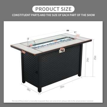Stylish 45 Inch Fire Table 60000 BTU for Outdoor Use