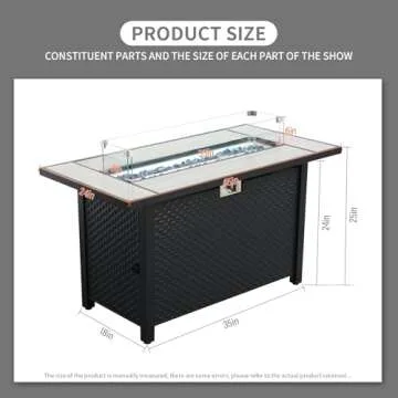 Stylish 45 Inch Fire Table 60000 BTU for Outdoor Use
