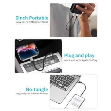 6 Inch iPhone Charging Cable Short, 0.5ft 3Pack USB A to Lightning Cord for Fast Charging Stations, ...