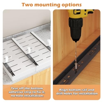 COVAODQ Pull Out Cabinet Organizer Extendable Sliding Slide Out Pantry Shelves Storage No Punch for Kitchen Base Cabinet Organization, Pantry, Bathroom Adjustable Width 12.4" to 20.4",1 Pack