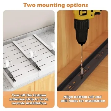 COVAODQ Pull Out Cabinet Organizer Extendable Sliding Slide Out Pantry Shelves Storage No Punch for Kitchen Base Cabinet Organization, Pantry, Bathroom Adjustable Width 12.4" to 20.4",1 Pack