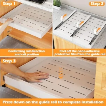 COVAODQ Pull Out Cabinet Organizer Extendable Sliding Slide Out Pantry Shelves Storage No Punch for Kitchen Base Cabinet Organization, Pantry, Bathroom Adjustable Width 12.4" to 20.4",1 Pack