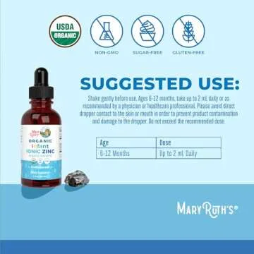 MaryRuth Organics Infant Liquid Ionic Zinc with Organic Glycerin, Zinc Sulfate for Immune Support, Vegan, Formulated for Ages 0-12 Months, 1 Month Supply, 2 Fl Oz