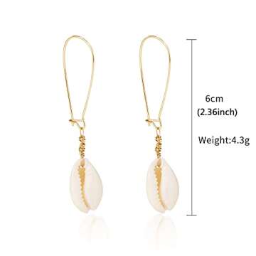 AMOR SPES White Natural Sea Shell Gold Pearl Drop Earrings Dangle Earrings for Women Beach Jewelry (F)