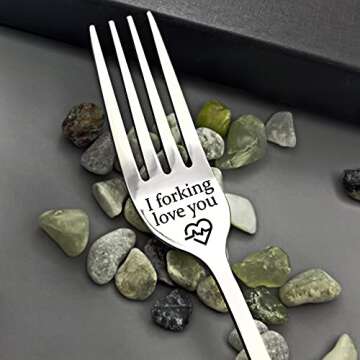 Valentines Gifts for Him, Gifts for Boyfriend Anniversary Valentines Gifts I Forking Love You Dinner Forks, Inspirational Funny Engraved Forks, Stainless Steel Table Forks