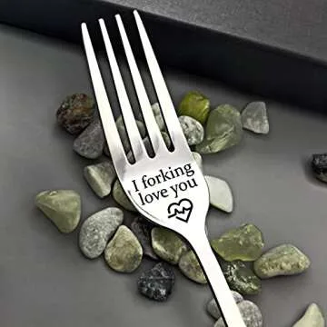 Valentines Gifts for Him, Gifts for Boyfriend Anniversary Valentines Gifts I Forking Love You Dinner Forks, Inspirational Funny Engraved Forks, Stainless Steel Table Forks