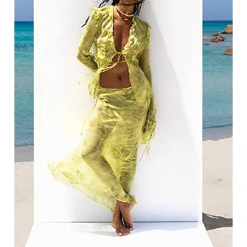 Trendy Women Y2K 2 Piece Maxi Skirt & Crop Top Set