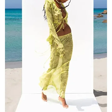 Trendy Women Y2K 2 Piece Maxi Skirt & Crop Top Set