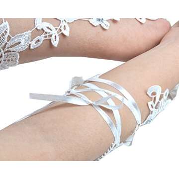 JISEN Women Wedding Lace Gloves Formal Banquet Party Fingerless Pierced Gift
