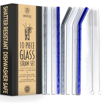 Stylish Reusable Glass Straw Set | Eco-Friendly Multi Color Straws