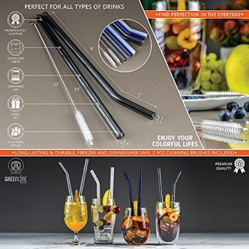 Reusable Glass Straw Set - Eco-Friendly Colorful Straws