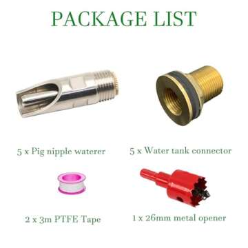 5 Pcs Pig Nipple Waterer for Barrel Kit Stainless Steel Automatic Pig Nipple Drinker Hog Drinker Fee...