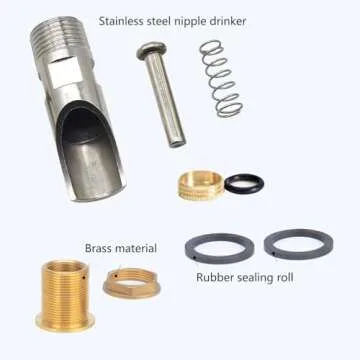 5 Pcs Pig Nipple Waterer for Barrel Kit Stainless Steel Automatic Pig Nipple Drinker Hog Drinker Feeder with Brass Water Tank Connector Kit Hog Water Nipples for Hog Piglets Goat Waterering System