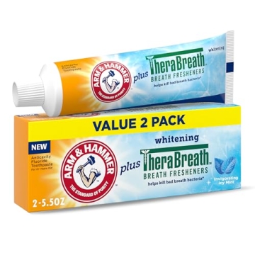 ARM & HAMMER Toothpaste Plus TheraBreath Breath Fresheners, Invigorating ICY Mint Flavor, Whitening ...