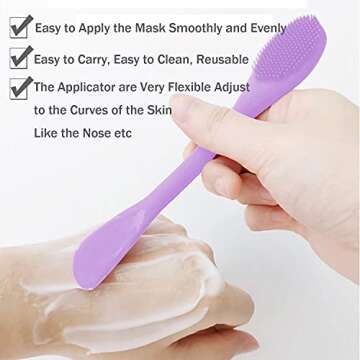 RamPula Silicone Facial Mask Applicator Face Masks Skincare Brush Facial Scrubber Double-Head Lotion Spatula Scoop for Makeup,Foundation,Cream,Lotion,Moisturizer,Gel,Peel,Mud Masks (Purple+Gray)