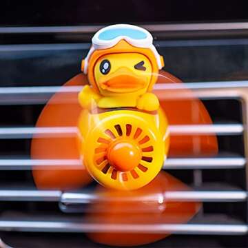 Whksoy Car Air Fresheners Cute Cartoon Yellow Duck Pilot Automotive Air Outlet Propeller Creative Fan Car Perfume Decoration