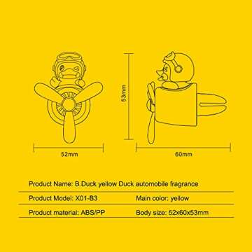 Whksoy Car Air Fresheners Cute Cartoon Yellow Duck Pilot Automotive Air Outlet Propeller Creative Fan Car Perfume Decoration