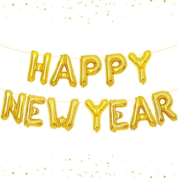 KatchOn, Gold Happy New Year Balloons - 16 Inch | New Years Balloons, New Years Eve Party Supplies 2...