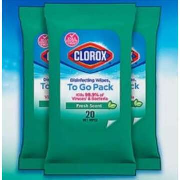 Clorox Disinfecting On The Go Travel Wipes, Fresh Scent, 20 Count, Pack of 18-360 Wipes Total