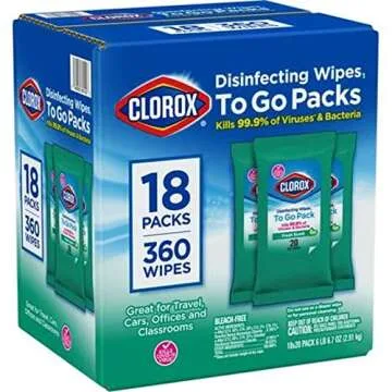 Clorox Disinfecting On-The-Go Travel Wipes, Fresh Scent, 20 Count