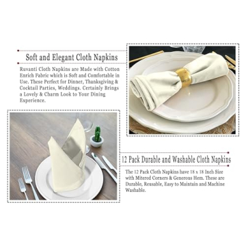 Ruvanti Cloth Napkins Set of 4 - Soft & Absorbent