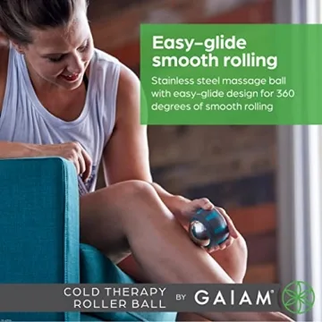 Gaiam Restore Therapy Muscle Massage Roller Ball - Easy-Glide Roller with Comfort Grip Base, Muscle Massage Tool to Help with Sore Muscles