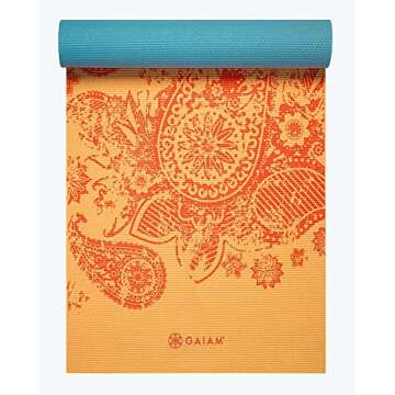 Gaiam Yoga Mat Premium Print Reversible Extra Thick Non Slip Exercise & Fitness Mat for All Types of Yoga, Pilates & Floor Workouts, Elephant, 6mm