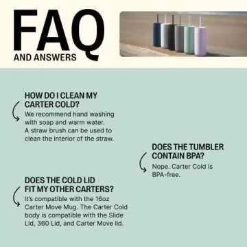 Fellow 16 oz Carter Cold Travel Mug for Water, Iced Tea, Coffee, Smoothies, Iced Coffee & more - Stainless Steel Vacuum-Insulated Iced Coffee tumbler with Spill Resistant lid and straw - Mint Chip