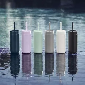 Fellow 16 oz Carter Cold Travel Mug for Water, Iced Tea, Coffee, Smoothies, Iced Coffee & more - Stainless Steel Vacuum-Insulated Iced Coffee tumbler with Spill Resistant lid and straw - Mint Chip