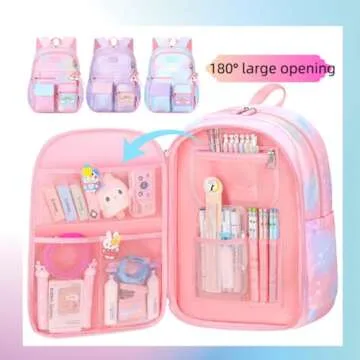 kistou Girls Backpack, School Backpacks Rainbow Student Backpa,Kawaii Kids Backpack,Book Bag for Elementary Primary School