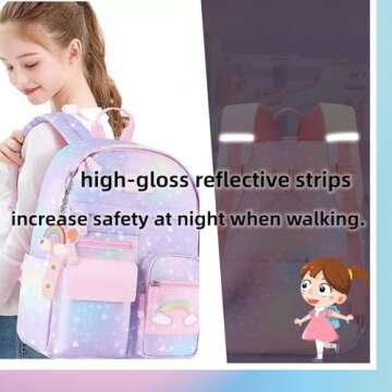 kistou Girls Backpack, School Backpacks Rainbow Student Backpa,Kawaii Kids Backpack,Book Bag for Elementary Primary School
