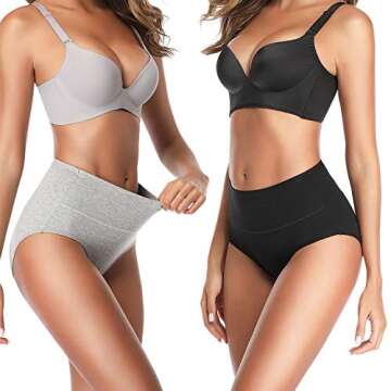 UMMISS Women Panties 5 Pack, Soft Cotton Comfortable Underwear Mid Waist Breathable Solid Color Brie...