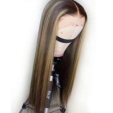 QUINLUX HAIR 150 Density #4/27 Ombre Highlight Color HD Invisible Lace Front Human Hair Wigs With Ba...
