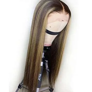 QUINLUX HAIR 150 Density #4/27 Ombre Highlight Color HD Invisible Lace Front Human Hair Wigs With Ba...