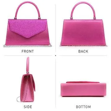 Dasein Women's Evening Bags Formal Party Clutches Wedding Purses Cocktail Prom Handbags with Frosted Glittering (Hot Pink)