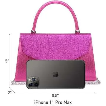 Dasein Women's Evening Bags Formal Party Clutches Wedding Purses Cocktail Prom Handbags with Frosted Glittering (Hot Pink)