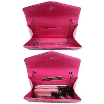 Dasein Women's Evening Bags Formal Party Clutches Wedding Purses Cocktail Prom Handbags with Frosted Glittering (Hot Pink)