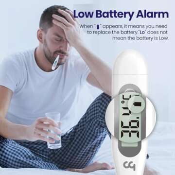 Thermometer for Adults, Oral Thermometer for Fever, Thermometer with Fever Alert, Memory Recall, C/F...