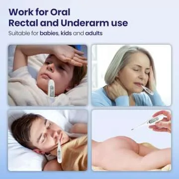 Thermometer for Adults, Oral Thermometer for Fever, Thermometer with Fever Alert, Memory Recall, C/F Switchable, Rectum Armpit Reading Thermometer for Whole Family, Gray