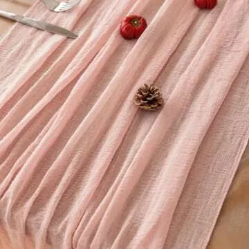 Keketo Blush Pink Valentine's Day Table Runner Cheese Cloth Rustic Gauze Cheesecloth Table Runner 12...