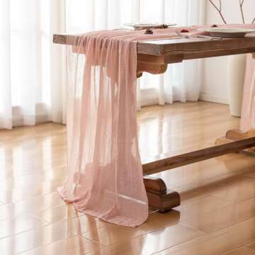 Exquisite Keketo Blush Pink Cheesecloth Table Runner 120 Inch