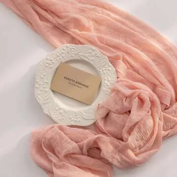 Exquisite Keketo Blush Pink Cheesecloth Table Runner 120 Inch
