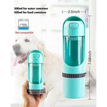KungFuPet Dog Water Bottle with Filter, Portable 2 in1 Dog Water Bottle Cup with Food Container Pet Cat Leak Proof Water Dispenser for Outdoor, Walking BAP Free