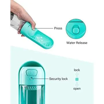 KungFuPet Dog Water Bottle with Filter, Portable 2 in1 Dog Water Bottle Cup with Food Container Pet Cat Leak Proof Water Dispenser for Outdoor, Walking BAP Free